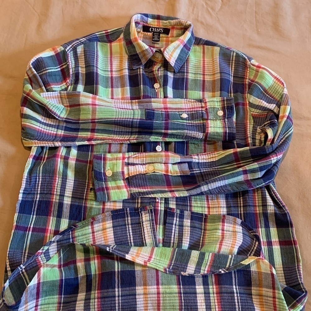 NWOT - Chaps Lightweight Plaid Button Down Top Size Small - Picture 15 of 15